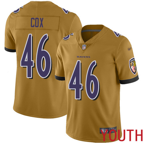 Baltimore Ravens Limited Gold Youth Morgan Cox Jersey NFL Football 46 Inverted Legend